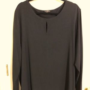 Talbots 3X Women’s Long Sleeve Black Top W/ Keyhole Detail